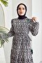 Belted Naya Spiral Pattern Dress - Black - 2
