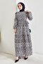 Belted Naya Spiral Pattern Dress - Black - 5