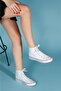 Unisex White Linen High Top Sneakers - 2