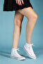 Unisex White Linen High Top Sneakers - 5
