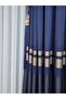 Panel Background Curtain Parliament Navy Blue Gold Striped Single Sash Closely Pleated Jacquard Modern80 X 260 - 3