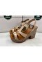 Casual Women's Sandals Genuine Leather Nude Tan - 3
