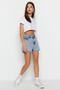 Açık Mavi Yüksek Bel City Boy Denim Şort TWOSS23SR00199 - 6
