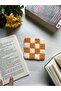 Orange Checkered Punch Embroidered Coaster - 5
