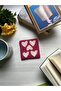 Pink Heart Punch Embroidered Coaster - 2