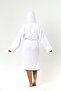 100% Cotton Hooded Towel Curl Adult Bathrobe White - 3