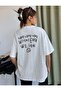 Oversize White We Love Paint Text Printed Crew Neck T-shirt