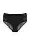 Black Cotton Lace Front and Back High Waist Large Size Women's Panties