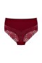 Burgundy Cotton Front Side and Back Lace Plus Size Women's Panties - 2