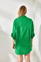 Women's Grass Green Side Button Detailed Oversize Woven Shirt GML-19001004 - 5