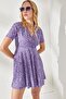 Women's Lilac Little Daisy Double Breasted Collar Flared Dress ELB-19001846 - 3
