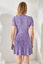Women's Lilac Little Daisy Double Breasted Collar Flared Dress ELB-19001846 - 5