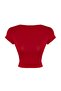 Kırmızı Sırt Dekolteli Crop Pamuklu Esnek Örme Bluz TWOSS23BZ00912 - 7