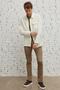 Men's Beige Comfort Fit Relaxed Cut Hidden Button Collar 100% Cotton Winter Shirt Jacket - 2