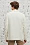 Men's Beige Comfort Fit Relaxed Cut Hidden Button Collar 100% Cotton Winter Shirt Jacket - 8