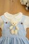 Baby Girl and Child Muslin Fabric Salopet Dress with Teddy Bear - 2