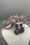 Pink Ashley Beaded Henna Bridal Crown and Drop Stone Earring Set – Wedding & Henna & Wedding, Stylish Design - 6