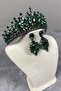 Green Adela Shiny Stone Henna Bridal Crown and Earring Set with Shuttle – Magnet, Gift, Ornamental Accessories - 7