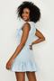 Women's Blue Ruffle Skirt Flounce Lace Dress - 4