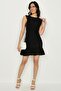 Women's Black Frilly Skirt Flounce Lace Dress - 2