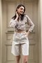 Women's Beige High Waist Wide Leg Bermuda Denim Shorts ALC-X8174 - 4
