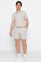 Stone Regular/Normal Cut Medium Length Textured Rubber Waistband Detailed Stitching Pique Shorts Tmnss23Sr00042 - 2