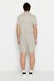 Stone Regular/Normal Cut Medium Length Textured Rubber Waistband Detailed Stitching Pique Shorts Tmnss23Sr00042 - 7