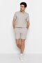 Stone Regular/Normal Cut Medium Length Textured Rubber Waistband Detailed Stitching Pique Shorts Tmnss23Sr00042 - 5