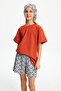 Girls' Elastic Waist Pocket Soft Comfortable Lightweight 100% Cotton Patterned Combed Cotton Shorts - 5