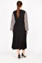 Women's Black Plus Size Sleeves Chiffon Collar Detailed Dress 65n35810 - 6