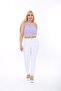Full Lycra High Waist Plus Size White Linen Trousers - 3