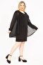 Women's Black Plus Size Chiffon Cloak Cuffs Stone Detailed Dress 65n35809