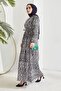 Belted Naya Spiral Pattern Dress - Black - 4