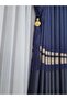 Panel Background Curtain Parliament Navy Blue Gold Striped Single Sash Closely Pleated Jacquard Modern80 X 260 - 2