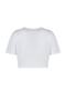 White 100% Cotton Embroidered Crop Crew Neck Knitted T-Shirt TWOSS23TS00229 - 8