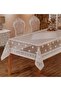 مفرش طاولة منقوش من التول المحبوك من كي دي كيه 160x220 (وردي) - 3