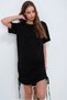 Women's Black Crew Neck Gathered Midi Dress ALC-X5953 - 2