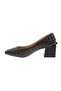 Women's Blunt Toe Square Patterned Frame Heeled Shoes Black 213642859 - 4