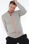 Tokyo Orange Zipper Detailed Organic Cotton Gray Melange Knitwear Cardigan - 4