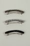 Crystal Glittering Large Automatic Buckle, Black, Silver, Smoke Colored Set of 3 - 2