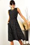 Women's Black Polka Dot Pocketed Flared Dress ELB-19000480