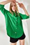 Women's Grass Green Side Button Detailed Oversize Woven Shirt GML-19001004