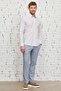 Men's White-beige Slim Fit Narrow Cut Classic Collar 100% Cotton Checked Shirt - 2