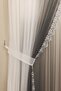 Gradient Color Gradient Anthracite Dark Gray Skirts, Embroidered Lingerie and Background Complete Set, Pleated Tulle Curtain - 3