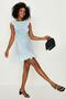 Women's Blue Ruffle Skirt Flounce Lace Dress - 2