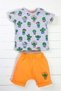 Baby Boy 100% Cotton&cotton Orange Color T-shirt Shorts Bottom Top 2 Piece Set 4801-g