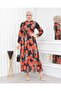 Neck Lined 0 Collar Floral Patterned Chiffon