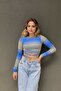 Digital Print Waistband Long Sleeve Croptop - 3