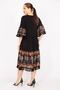 Women's Black Plus Size Sleeve and Skirt Patterned Tassel Detailed Dress 65n35844 - 3
