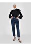 Boyfriend Denim Trousers with Slit Detail - Blue - Casual